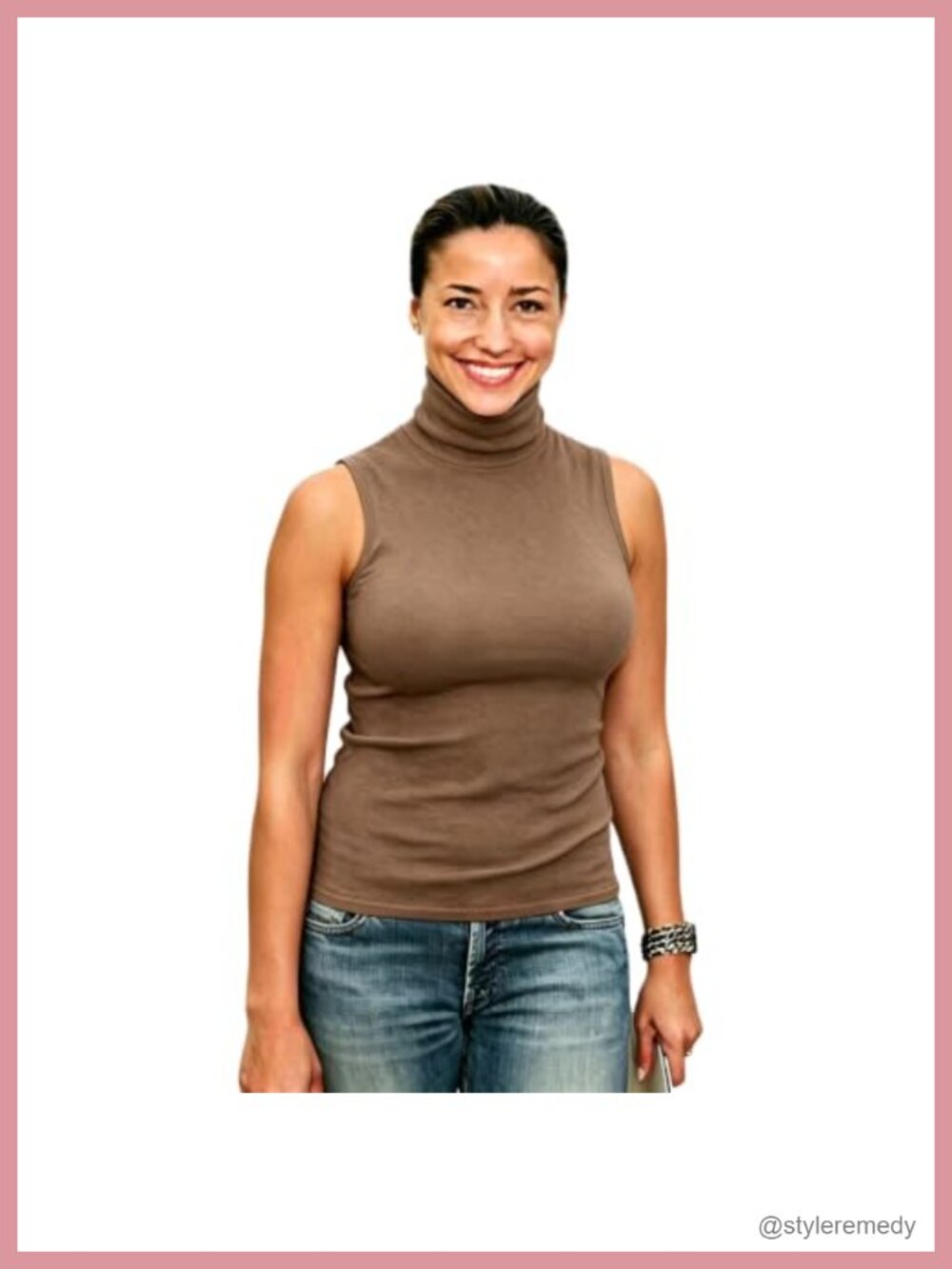Soft Cotton Mock Turtleneck Tank Top Sleeveless Baselayer Shirt